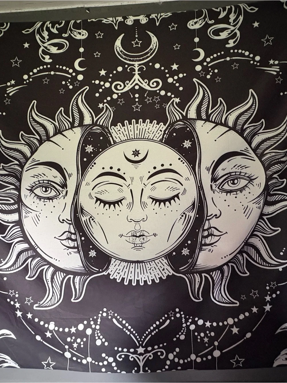 Black and White Celestial Sun & Moon Wall Tapestry